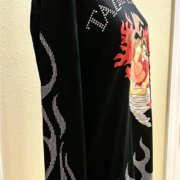 LOONEY TUNES -Dolls Kill -Tasmanian Devil Rhinestone Graphic Tee NEW - Picture 4 of 9